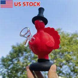 Bong in silicone da 6,7 pollici Pipa ad acqua per fumatori Tacchino rosso Fumatori per narghilè Shisha Bong