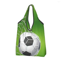 Einkaufstaschen, Fußball, Fußball, wiederverwendbar, für Lebensmittel, faltbar, 22,7 kg Tragkraft, grüne Bälle, Sport, Öko-Tasche, umweltfreundlich, waschbar