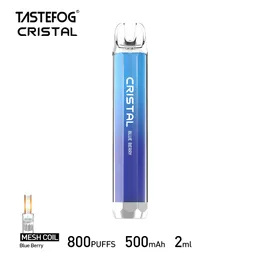 Kristal Vape 800 Puf Tastefog Kristal Tek Kullanımlık Vapes 2ml Eliquid Pod 2% RGB 500mAH E Sigara Toptan Fiyat