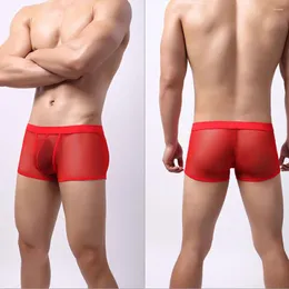 Mutande da uomo sexy boxer trasparenti mesh mutandine traspiranti sacchetto di tromba biancheria intima vedere attraverso i tronchi lingerie maschile