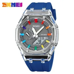 Wristwatches SKMEI Waterproof Men Watch Countdown Stopwatch Led Light Wristwatch 5Alarm Clock 2 Time Digital Watches 2100 2091 231214