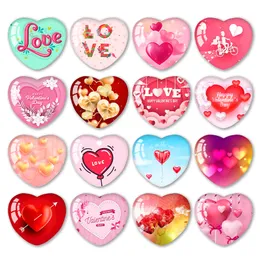 Crystal Glass Kyl Magnets Cartoon Heart Shaped Magnetic Stick Valentine's Day Home Kylskåp Dekorationsklistermärken