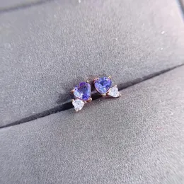 Orecchini pendenti Tanzanite naturale 925 Argento Certificazione A forma di cuore 5x5mm Gemma viola Bella ragazza Regalo Consegna gratuita