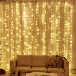 Christmas Decorations 2x2/3x3/6x LED Curtain String Lights Fairy Christmas Lights Garland Outdoor For Wedding Year Home Garden Party Decoration 231214