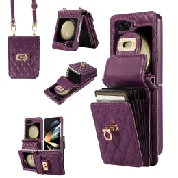 Crossbody Purplet Case Telefon dla Samsung Galaxy Z Flip 5 4 3 Flip5 Flip4 Flip3 5G Multi Card