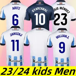 2024 Real Sociedad Soccer Jerseys Cho Take Kubo Oyarzabal Sadiq Andre Silva Zubimendi Brais Mendez Merino Le Normand 남자와 어린이 23 24 축구 셔츠 88