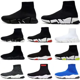 Designers Speeds 2.0 V2 Sapatos Casuais Plataforma Sneaker Homens Mulheres Tripler S Paris Meias Botas Marca Preto Branco Azul Luz Ruby Graffiti High Red