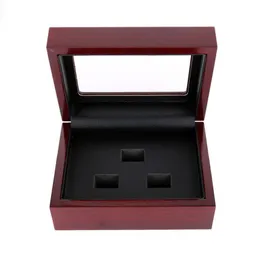 Organizador de caja de madera de cuero PU rojo y negro portátil 12x16x7cm estuche de 2-9 agujeros anillo deportivo de campeonato 2473