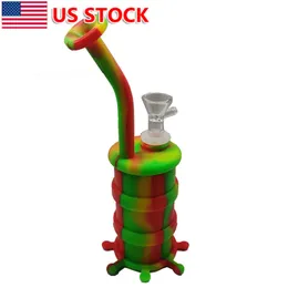 7,8 polegadas Polvo Silicone Hookah Bong Fumar Tubo de Água Bubbler Shisha com Tigela de Vidro de 14MM