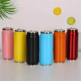 LDFCHennel 500 ml Sport Thermos Cup med halm Thermal Beverage Cans Cola Mugs Rostfritt stål Vakuumisolerade vattenflaskor 20122593