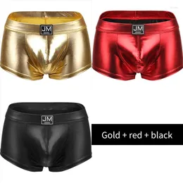 Underpants JOCKMAIL 2023 Sexy Boxershorts Men Underwear 3PCS / Lot Faux Leather Breathable Calzoncillo Hombre Slip Gay