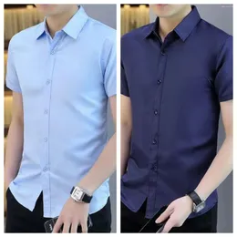 Camicie eleganti da uomo Camicia bianca a maniche corte da uomo Tendenza resistente allo sporco Business Casual Tinta unita maschile