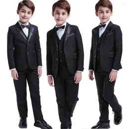 Erkek Suit Lolanta 5pcs Siyah yürümeye başlayan çocuklar düğün resmi çocuk takım elbise smokin elbise parti yüzük 3-12 yıl çocuk beyefendi beyefendi