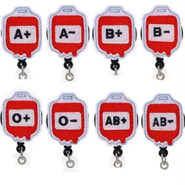 Whole Key Rings Blood Type Medical Nurse Retractable Felt ID Badge Holder Reel With Alligator Clip For Gift241b