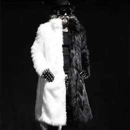 Pele sintética masculina 2023 outono inverno pele quente casaco longo novo especial preto branco masculino ambientalmente amigável falso super grosso jaqueta q231212