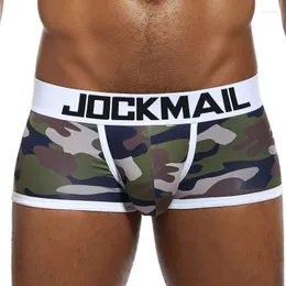 Cuecas Jockmailsexy homens roupa interior camuflagem boxer u bolsa convexa gay respirável