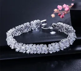 Nouvelle arrivée bijoux de luxe Mona Lisa bracelet 18 carats WhiteRose Gold Fill T Princess Cut blanc clair topaze CZ diamant femmes mariage Bra2272876