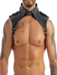 Bras Sets MSemis Harness Men Lingerie Faux Leather Adjustable Body Chest Lapel Bondage Costume With Press Buttons For Night CbBr4460360