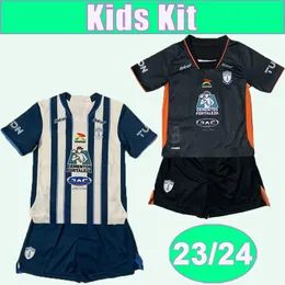 23 24 Pachuca Kids Kit Kit Soccer Jerseys E.Sanchez E.Lopez de la Rosa M.Hinestroza G.Cabral L.Chavez Home Blue Away Black Football Shirts