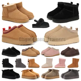 Kadın Avustralya Platformu Botlar Tasarımcı Tazz Terlik Tasman Slip-On Slaytlar Klasik Kürk Ultra Mini Kar Boot Süet Yün Giden Ugboots Kış ayak bileği Bootes