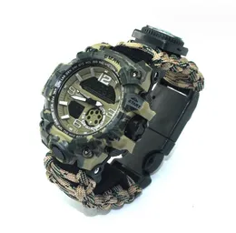Tactical bracelet Watch Parachute cord braided Survival Bracelets Multifunction Hiking Camping wristbands with compass Whistle tool kits