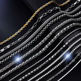 Custom Wholesale Bulk Gold Plated Fashion Mens 304 316 Stainless Steel Long Snake Link Ball Box Twist Chain Jewelry Necklace