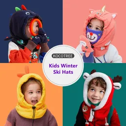 Caps Hats Kocotree Kids Winter Ski Hats GlovesChristmas Gift Lovely Warm Cartoon Soft Hat With Face Mask Caps For Children Boys Girls 231213