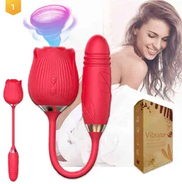 NXY Vibratoren Neu Two in One Red Rose Flower 2 0 Zungenlecker für Erwachsene, Massagegerät, Dildo, Doppel-Sexspielzeug für Frauen 04119532895