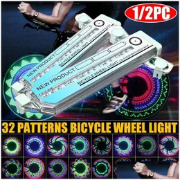 자전거 조명 자전거 조명 32 LED 패턴 자전거 휠 조명 색상 타이어 타이어 스포크 신호 액세서리 실외 자전거 안전 장비 Dhuqi
