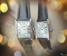 Moda número romano quadrado relógio de quartzo genuíno preto marrom couro cinto relógio feminino clássico popular tanque dial negócios caso aço inoxidável vestido relógio de pulso