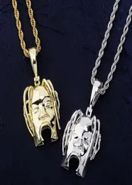 Maskhänge halsband för män kvinnor lyxig designer hip hop hänge guld silver koppar sångare stjärna huvud halsband smycken gåva2653077