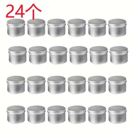 24 Pack Round Metal Tins Box Candle Tin Black Aluminium Jar förvaring Tom Pot Cream Cemmetic Container298f