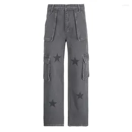 Damen Jeans 2023 Herbst Fairycore E-Girls Hosen Y2K Krawatte Streetwear Grunge Baggy Vintage 90S Star Print Gothic Gerade Hosen