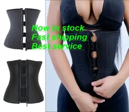 Kvinnors sexig korsett kropp shaper latex gummi midja tränare underbust blixtlås slimning cincher17380727367291