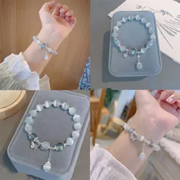 Braccialetti con ciondoli Lusso Imitazione Opale Perline Bracciale Abete Donna Chiaro di luna Pietra Stella di cristallo Farfalla Pendenti e ciondoli Gioielli Regalo 18 cm 1 PZ