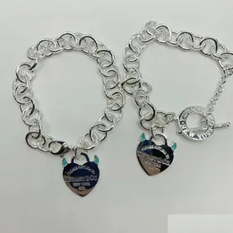 Charme pulseiras designer ism alta qualidade jóias sier ot fivela grossa corrente coração marca pulseira para homens e mulheres casal drop deli otjrr