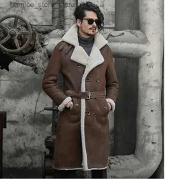 Futro męskie sztuczne futro wojskowe w stylu męskim płaszcz Luxury X-Long Fur Parka Import wełna z Australia Owawska kurtka Brown Q231212