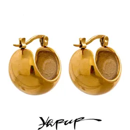 Stud Yhpup affascinante acciaio inossidabile geometria spessa orecchini insoliti metallo personalizzato antiruggine gioielli in oro 18 carati bijoux donna 231213