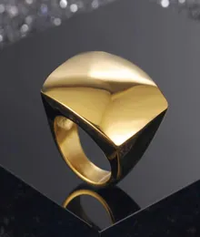 Moda ouro grandes anéis para mulheres festa jóias grande quadrado cocktail anel 316l aço inoxidável anillos mujer 2106236818726