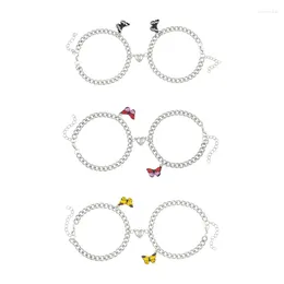 Link Bracelets 2PCS Mutual Attraction Pendant Heart Magnetic Charm For Butterfly Matching Brace
