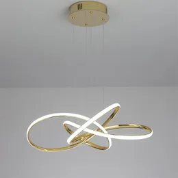Chrome Gold Stated Modern LED LED Lights do jadalni w kuchni w Pendant Lampa 90-260V275O