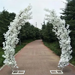 2 5m Artificial Cherry Blossom Arch Door Road Lead Moon Arch Flower Cherry Arches Shelf Square Decor for Party Wedding Backdrop322L