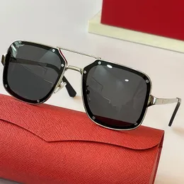 Hot Selling High-End Male Brand Santos de Designer Märke solglasögon för män kvinnor klassiska fyrkantiga silverramgrå linser UV400 strand solglasögon CT0194
