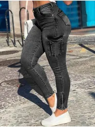 Tute da donna Pagliaccetto anni '90 Y2K Patchwork Gamba larga Jeans mamma Pantaloni vintage lavati Casual Streetwear Fidanzato Denim Tasca grande Cargo 231213