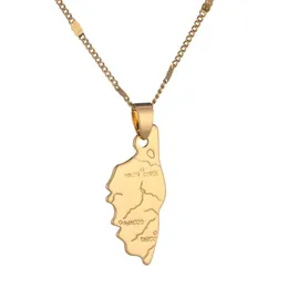 Cor de ouro Haute Corse Mapa Pingente Colar Córsega La Corse País Mapas França Mapa Cadeia Jewelry274z