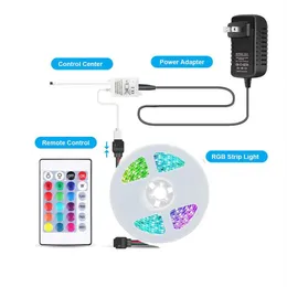 Smd 3528 5m 300led rgb led strip light impermeável iluminação ao ar livre fita multicolorida 24 teclas dc12v adaptador set222k