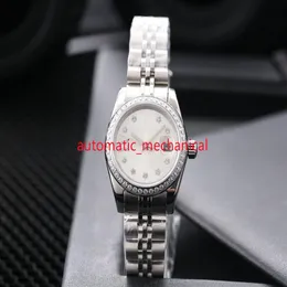 2023 New Black Dial Lady Watch 28mm Diamond Bezel Stainless Steel Automatic Mechanica Sapphire Perpetual Women Wristwatches296e