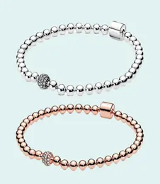 New 925 Sterling Silver Beaded Bracelet For Women Strands Joyeria Fina Para Mujer Bangle Fit Original DIY Charms Bransoletki Damskie Jewelry4287177