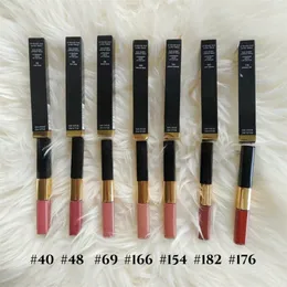 Hot Sales Sexy Lady duo ultra tenue lip gloss 4.5ml+3.5ml 9 Colors Long Lasting Lipstick Makeup Free Ship