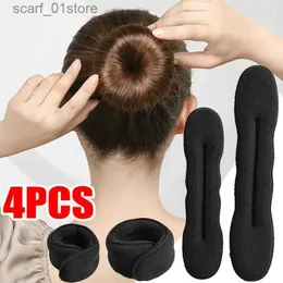 Huvudbonad hår tillbehör 4st svamp hårstyling verktyg lockigt hår maker hår scrunchie pannband twist donut bun curler haiands frisyr verktyg l231214